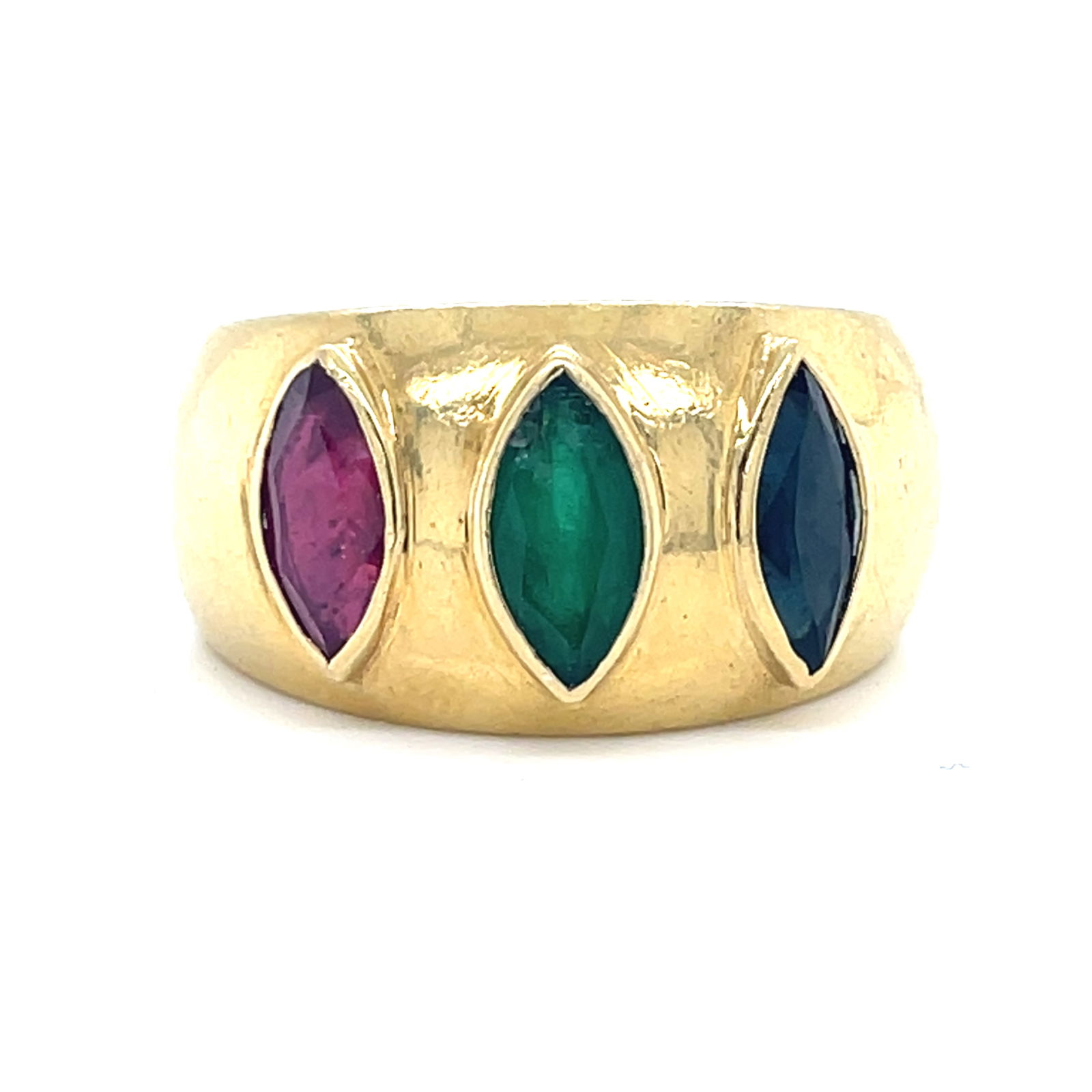 18k Retro Sapphire Emerald Ruby Ring (1 of 2)