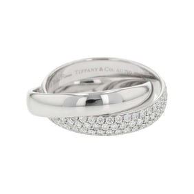 Tiffany Ring Paloma Melody 2-Band Diamond 0.79ct Total K18WG White Gold Size Approx. 60574189