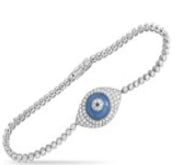 Diamonds totaling 1.92 carats shimmer and shine from their place within a bezel setting on the 7