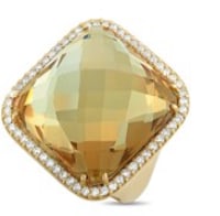 This Roberto Coin ring is crafted from 18K yellow gold and set with a smoky quartz and a total of