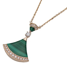 BVLGARI Necklace for Women 750PG Malachite Diamond Diva Dream Pink Gold 351143 Polished
