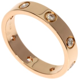 Cartier Mini Love Ring Full Diamond #53 K18 Pink Gold Women's CARTIER
