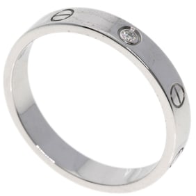 Cartier Mini Love Ring 1P Diamond #64 K18 White Gold Men's Women's CARTIER