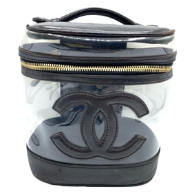 Chanel Coco Mark Vanity Bag Vinyl Calf Clear Brown Women's CHANEL