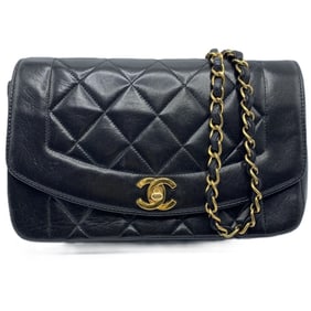 CHANEL Matelasse Diana 22 Chain Shoulder Bag Lambskin Black Women's