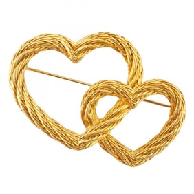 Christian Dior Brooch Heart Motif GP Plated Gold Ladies