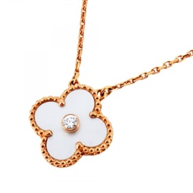 Van Cleef & Arpels Necklace Alhambra 1PD K18PG Pink Gold Diamond Mother of Pearl Ladies