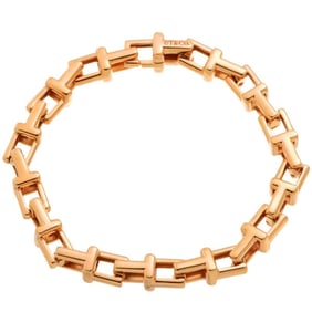 Tiffany & Co. T Narrow Bracelet 28.9g 17cm K18 PG Pink Gold 750