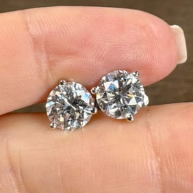 14K White Gold GIA Certified 4.00 Ct. Diamond Stud Earrings