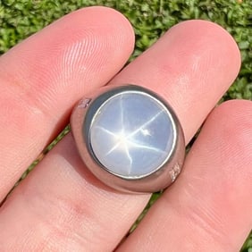 Art Deco GIA Certified Ceylon Star Sapphire & Diamond Ring