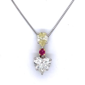 Platinum & 18K Diamond and Ruby Necklace