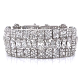 Art Deco Platinum 39.55 Ct. Diamond Bracelet