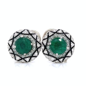 Platinum 5.39 Ct. Emerald & Diamond Earrings