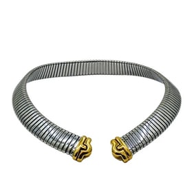 Bvlgari Parentesi Tubogas Collar 18k Gold & Stainless Steel Necklace