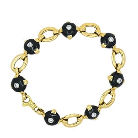 Marzo Paris 18K Gold Onyx Diamond Bracelet