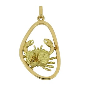 Vintage Boucheron 18k Gold Crab Astrological Cancer Zodiac Pendant