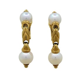 Bulgari Passo Doppio 18K Yellow Gold Pearl Earrings