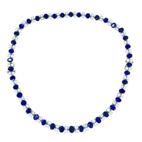 Vintage Oscar Heyman Necklace Sapphire Diamond Platinum Bracelet Pair Estate