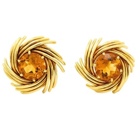Tiffany & Co. Schlumberger 18k Gold Citrine Pinwheel Earrings