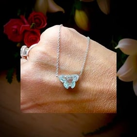 Rare Custom Cut 4.08 Ct (Gia) Butterfly Necklace