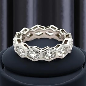 4.54 Cttw Hexagon Diamond Eternity Ring