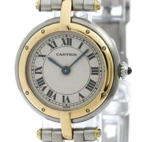 Polished CARTIER Panthere Round 1 Row 18K Gold Steel Ladies Watch BF580013