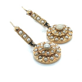 18k Art Nouveau Pearl Earrings