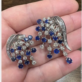 Serpico y Laino 18K White Gold Diamond & Sapphire Clips