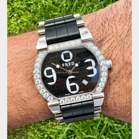 Fred Paris Stainless Steel Diamond Watch