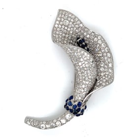 Platinum Sapphire & Diamond Lilly Brooch