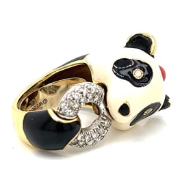 David Webb 18K & Platinum Diamond Panda Bear Ring