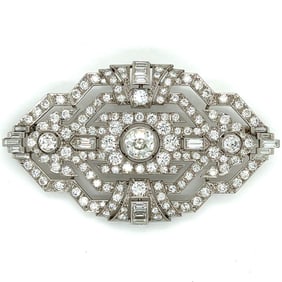 Art Deco Platinum 13.30 Ct. Diamond Brooch