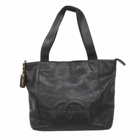 chanel tote bag caviar skin black ladies