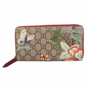 Gucci Long Wallet GG Supreme 424893 Brown Red Women's