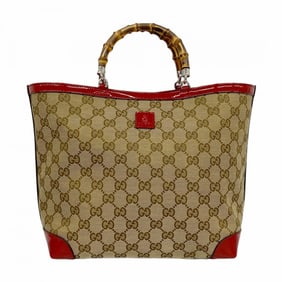 Gucci Tote Bag GG Canvas Bamboo Kids 311175 Beige Red Women's