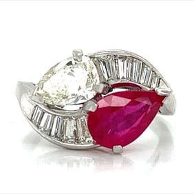 Platinum Diamond & Ruby Ring