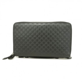 Gucci Long Wallet Micro Guccissima 449246 Leather Black Men's