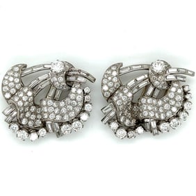 Art Deco Platinum 22.00 Ct. Diamond Clips