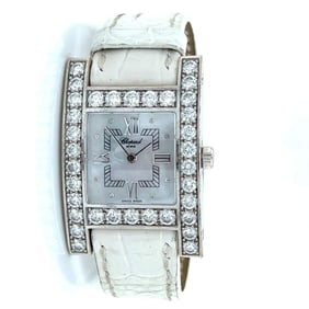 Chopard 18K White Gold Mother of Pearl and Diamond “H” Watch