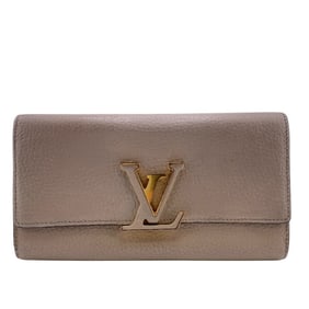 LOUIS VUITTON Louis Vuitton Wallet M61249 Capucines Gale Portefeuille Long Beige Women's