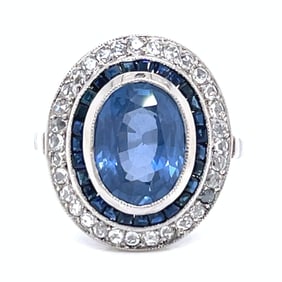 Platinum 6.00 Ct. Sapphire & Diamond Ring