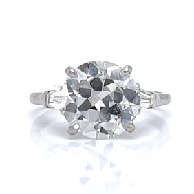 Art Deco Platinum GIA Certified 3.03 Ct. European-cut Diamond Ring