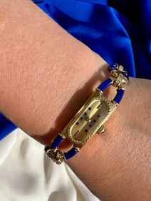 Sarcar Geneve Blue Enamel Watch Bracelet, 18k