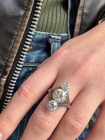 Art Deco 2.25ct Center Diamond Ring, Platinum