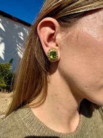 Peridot & Diamond Earrings, 18k