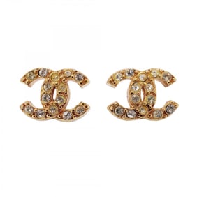 Chanel earrings Coco mark GP plating rhinestone gold ladies