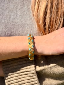 Italian Turquoise & Diamond Bracelet, Two Tone 18k & Platinum