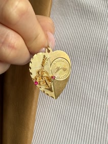 Ruby Heart Charm, 14k