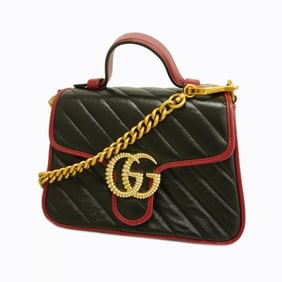 Gucci handbag GG Marmont 583571 leather black red ladies