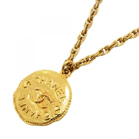 Chanel Necklace Coco Mark Circle GP Plated Gold Ladies